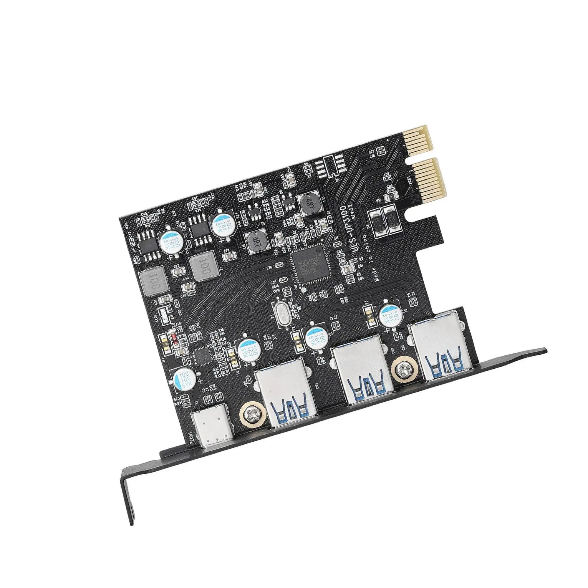 PCI-E to Type C (3), Type A (1) USB 3.0 4-Port PCI Express Expansion Card
PCI-E to Type C (3), Type A (1) USB 3.0 4-Port PCI Express Expansion Card