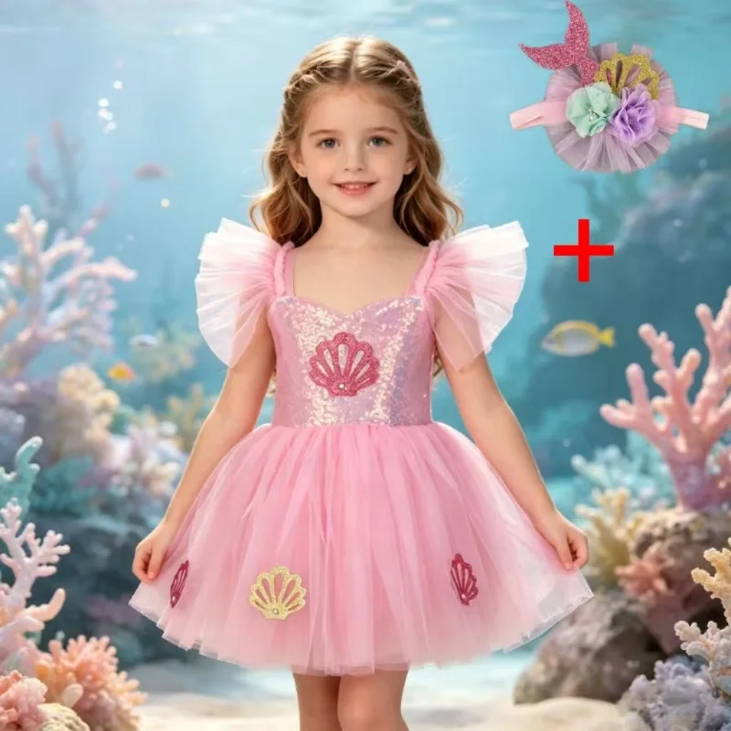 New mermaid princess dress with headband, girls' tulle tutu skirt, costume for Children's Day parties and birthday dress-up
New mermaid princess dress with headband, girls' tulle tutu skirt, costume for Children's Day parties and birthday dress-up
