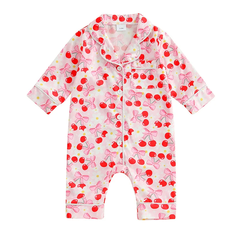 Baby Girl Summer Romper Long Sleeve Lapel Collar Bow Cherry Print Jumpsuit Infant Pajamas
Baby Girl Summer Romper Long Sleeve Lapel Collar Bow Cherry Print Jumpsuit Infant Pajamas