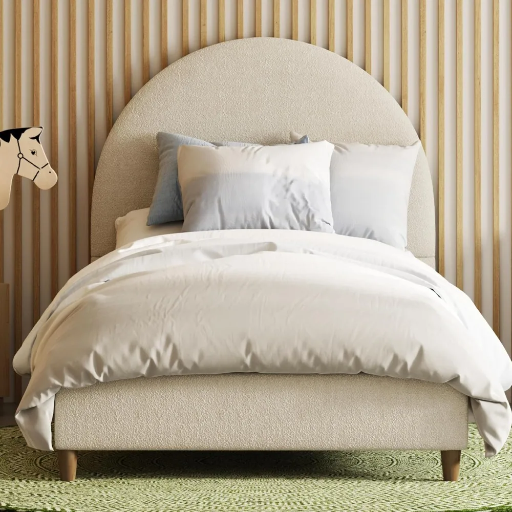 DG Casa Boucle Cloud Bed Frame with Arch Shaped Headboard, Upholstered in Soft Fabric, Platform Bed Frame with Solid Wood Legs -
DG Casa Boucle Cloud Bed Frame with Arch Shaped Headboard, Upholstered in Soft Fabric, Platform Bed Frame with Solid Wood Legs -