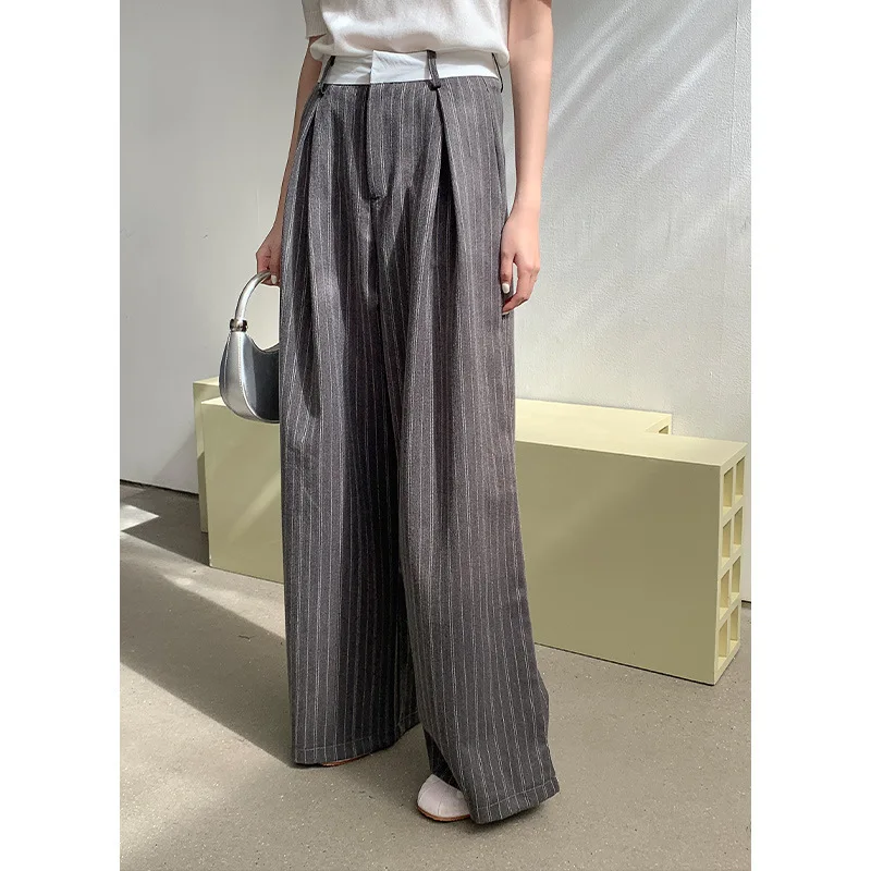Contrasting Vertical Stripes Show Off The Legs of Long and Wide Leg Slacks, Women's Straight Commuter Temperament Trousers
Contrasting Vertical Stripes Show Off The Legs of Long and Wide Leg Slacks, Women's Straight Commuter Temperament Trousers