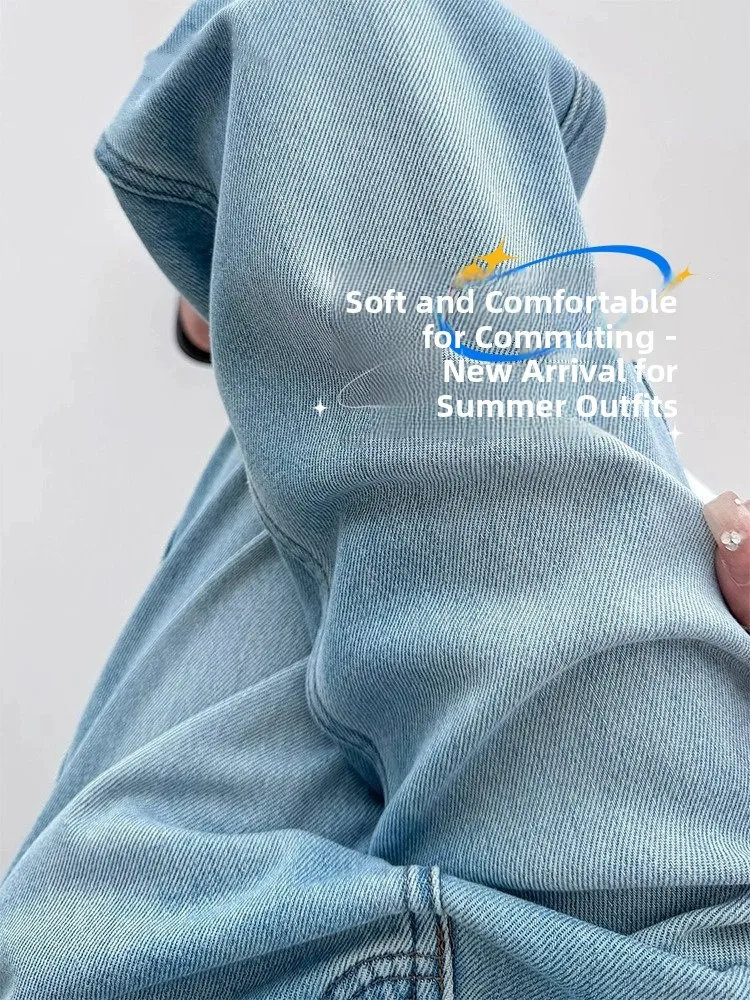 Summer Commute High Waist Straight Leg Jeans Women's Thin Loose Slimming Light Blue Narrow Version Wide Leg Pants
Summer Commute High Waist Straight Leg Jeans Women's Thin Loose Slimming Light Blue Narrow Version Wide Leg Pants