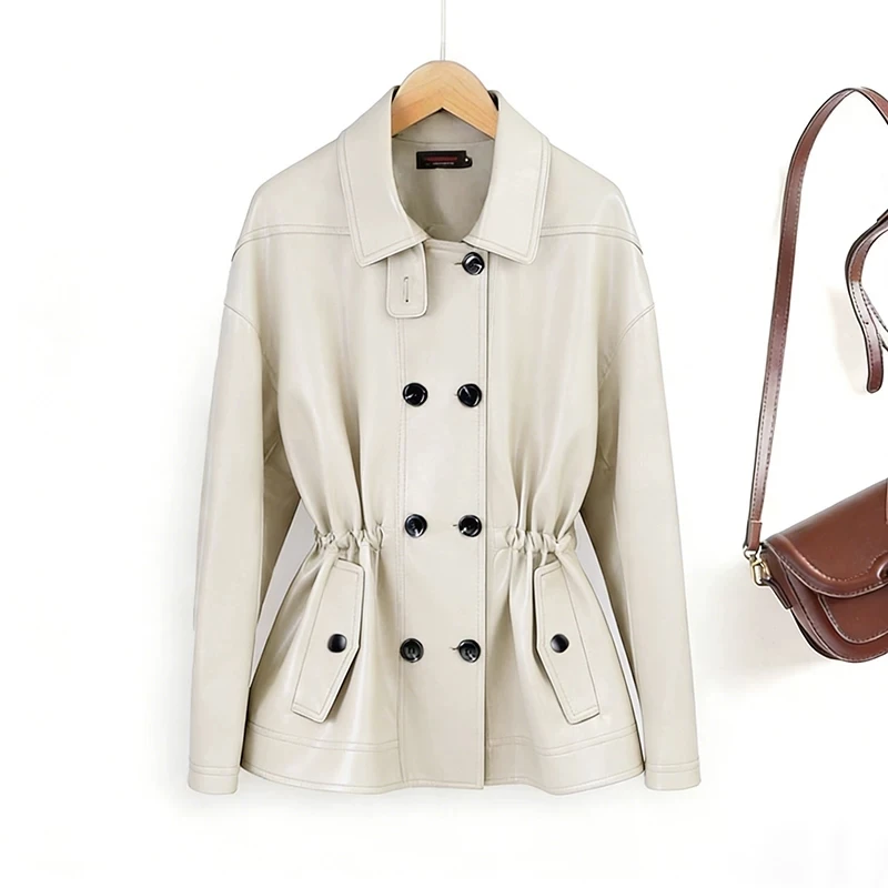2026 AW Split Sheepskin Jacket Coats for Women Fashion Beige White Casual Double Breasted Slim Waist Short Leather Trench Coat
2026 AW Split Sheepskin Jacket Coats for Women Fashion Beige White Casual Double Breasted Slim Waist Short Leather Trench Coat