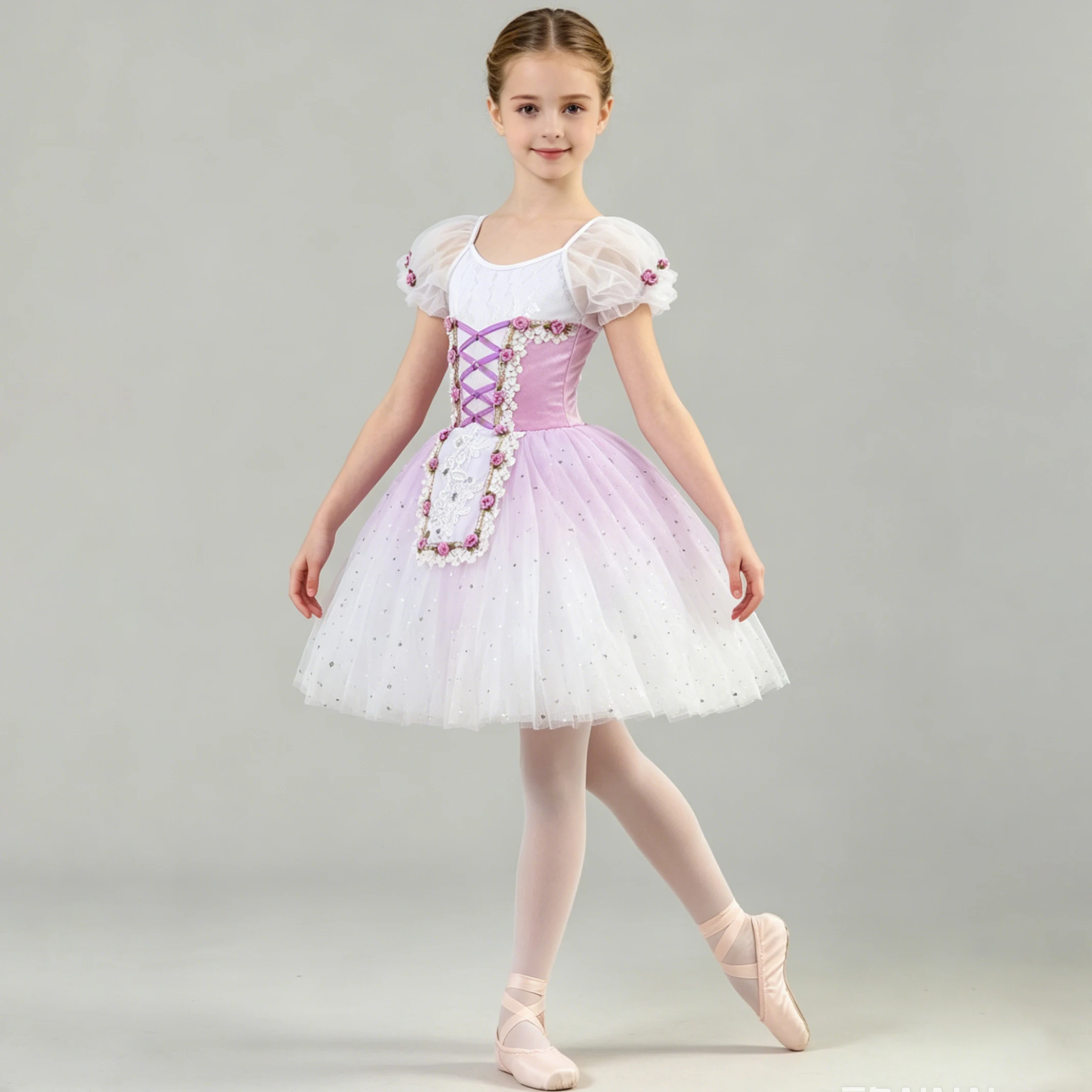 Professional Elegant Ballet Dress Puff Sleeve Flower Sequin Ballerina Performance accessories Children Girl Ballet Dance clothes
Professional Elegant Ballet Dress Puff Sleeve Flower Sequin Ballerina Performance accessories Children Girl Ballet Dance clothes