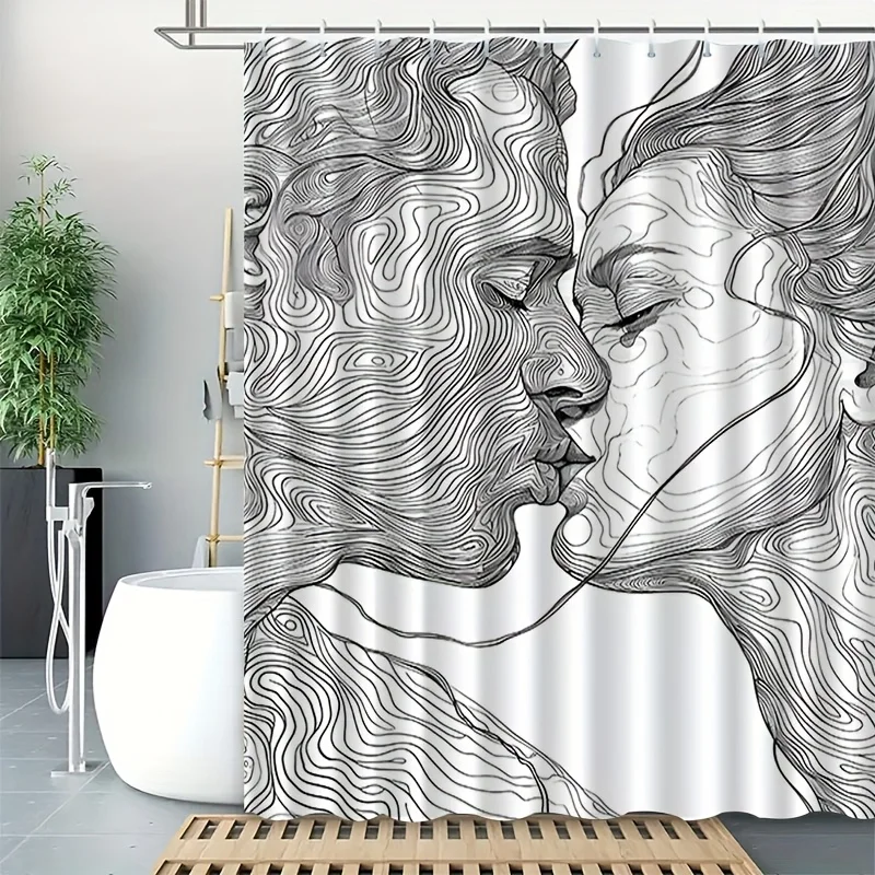 Shower Curtain Couple Line Art Topographic Pattern Black White Polyester 70.8x70.8 Inch Machine Washable bathroom curtain
Shower Curtain Couple Line Art Topographic Pattern Black White Polyester 70.8x70.8 Inch Machine Washable bathroom curtain