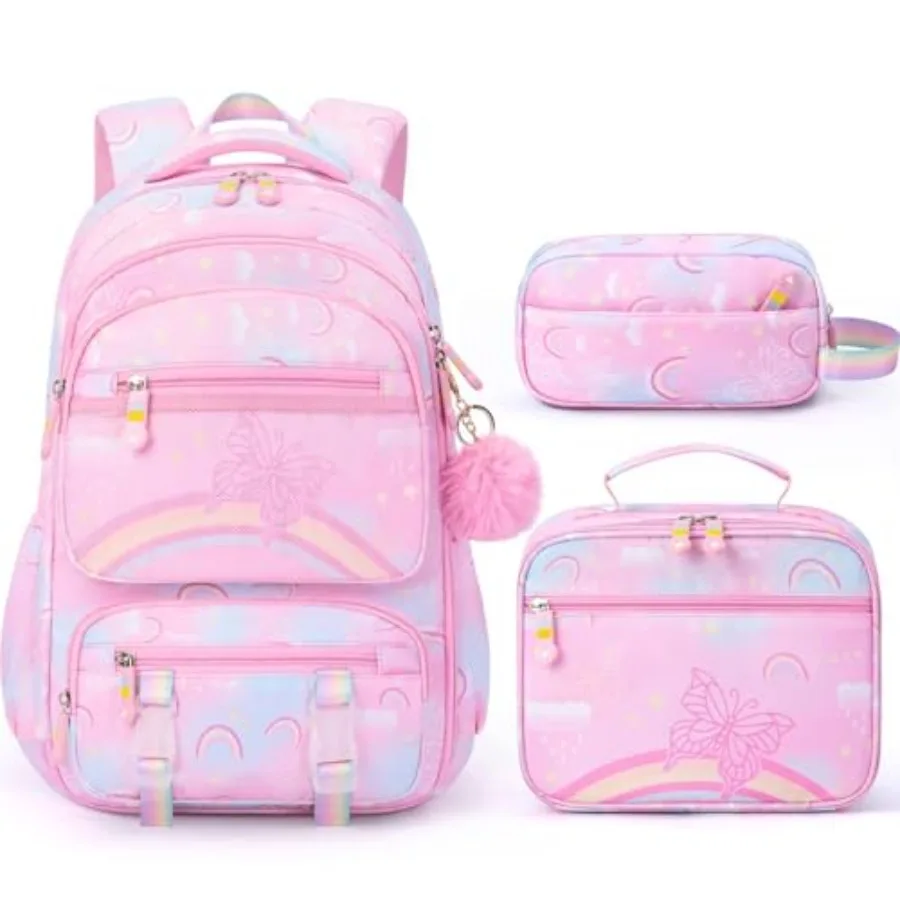 Backpack for Girls, 3PCS Rainbow and Butterflies Teen Girls Backpack with Lunch Box and Pencil Case, Cute Bookbag School Bag fo
Backpack for Girls, 3PCS Rainbow and Butterflies Teen Girls Backpack with Lunch Box and Pencil Case, Cute Bookbag School Bag fo