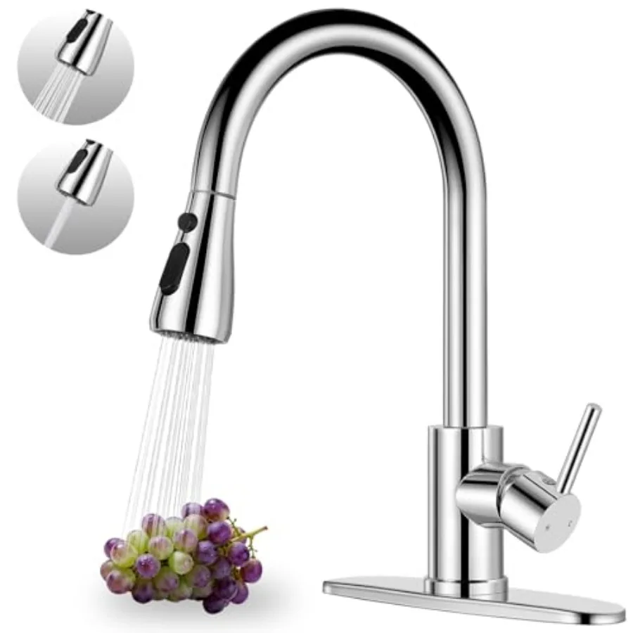 Kitchen Faucet with Pull Down Sprayer, Chrome Kitchen Sink Faucet for RV, Laundry, Bar, Farmhouse, High Arc Stainless Steel Pul
Kitchen Faucet with Pull Down Sprayer, Chrome Kitchen Sink Faucet for RV, Laundry, Bar, Farmhouse, High Arc Stainless Steel Pul