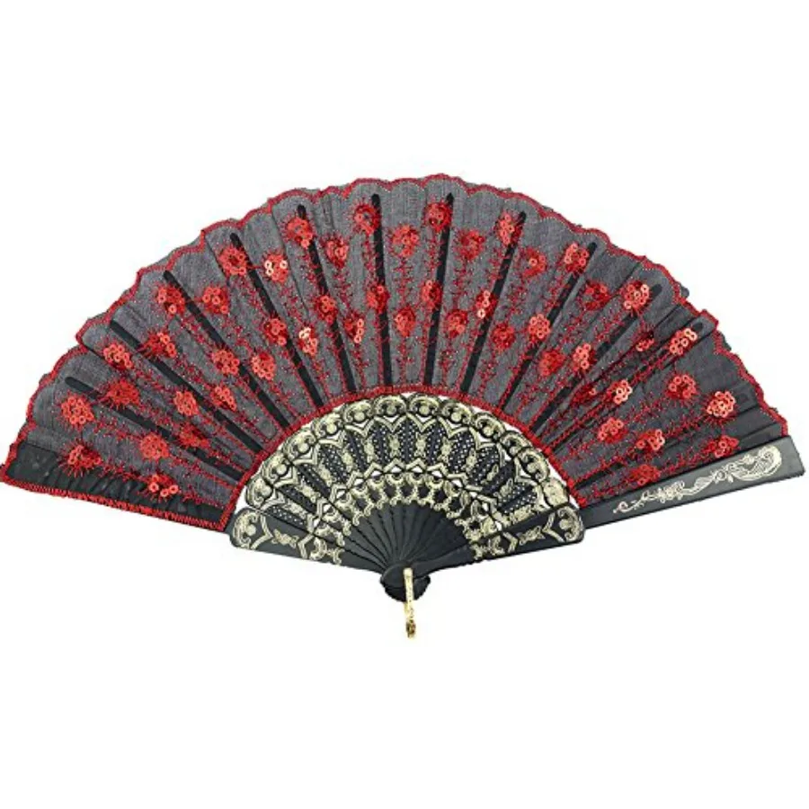INNOLIFE Elegant Colorful Embroidered Flower Peacock Pattern Sequin Fabric Folding Handheld Hand Fan Hand-Crafted
INNOLIFE Elegant Colorful Embroidered Flower Peacock Pattern Sequin Fabric Folding Handheld Hand Fan Hand-Crafted