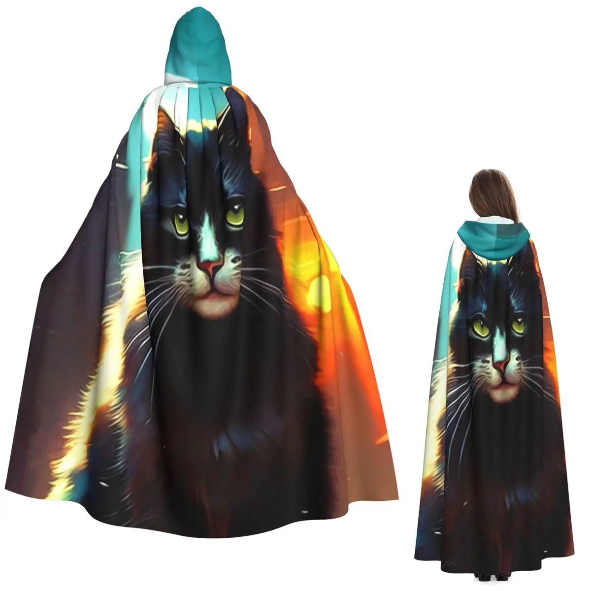 Kitten Cat And Moon In The City Long Hooded Cloak Witch Medieval Costume Cosplay Cape HalloweenVampire Adult Unisex
Kitten Cat And Moon In The City Long Hooded Cloak Witch Medieval Costume Cosplay Cape HalloweenVampire Adult Unisex