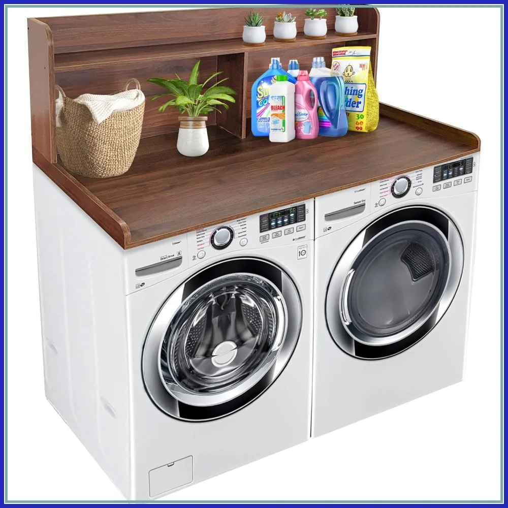 Laundry Countertop with Shelf 54x27.5x20 Inch Universal Fit Washer Dryer Top, Walnut
Laundry Countertop with Shelf 54x27.5x20 Inch Universal Fit Washer Dryer Top, Walnut