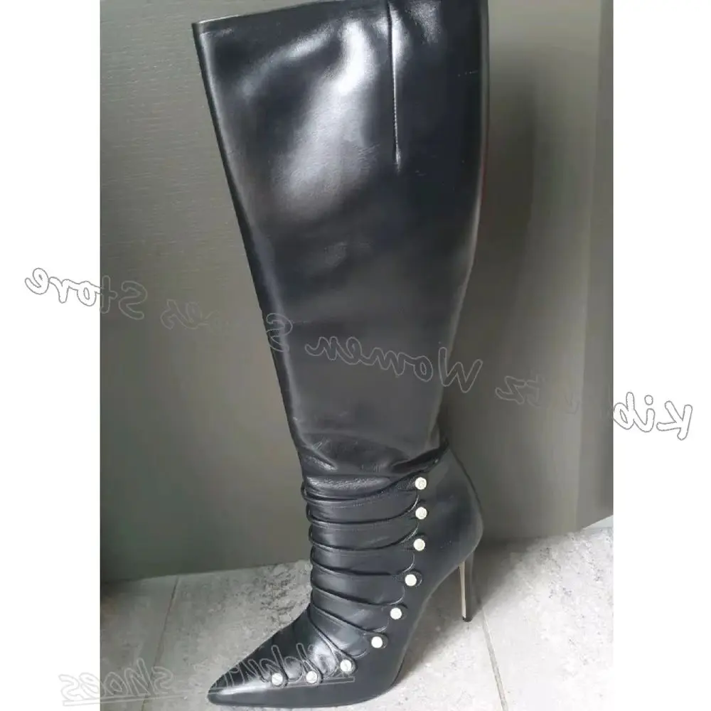 Bottom Knee High Boots Leather Solid Color Slip-On Pointy Thin High Heels Fashion Novelty Sexy Elegant Luxury Women Shoes Newest 
Bottom Knee High Boots Leather Solid Color Slip-On Pointy Thin High Heels Fashion Novelty Sexy Elegant Luxury Women Shoes Newest