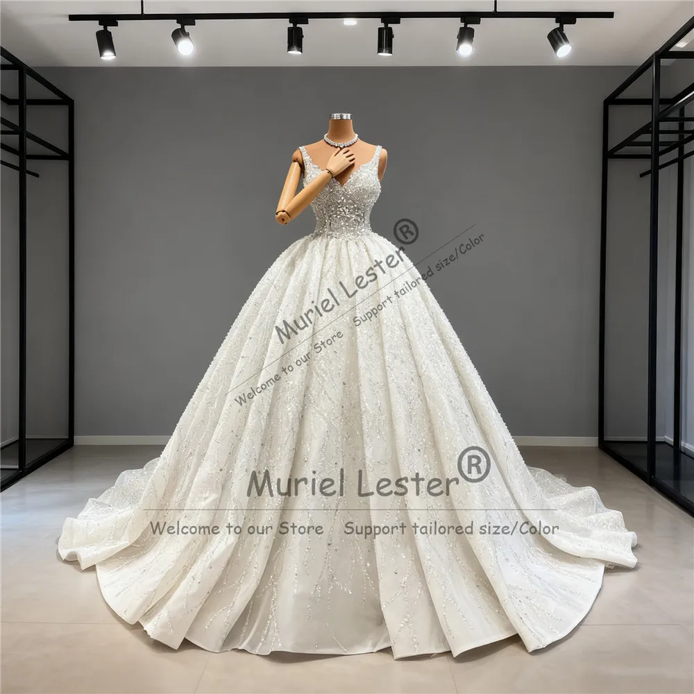 Блестящие тюлевые свадебные платья с блестками для невесты с v-образным вырезом на тонких бретельках, свадебное платье трапециевидной формы, женская праздничная одежда по индивидуальному заказу 2026
Блестящие тюлевые свадебные платья с блестками для невесты с v-образным вырезом на тонких бретельках, свадебное платье трапециевидной формы, женская праздничная одежда по индивидуальному заказу 2026