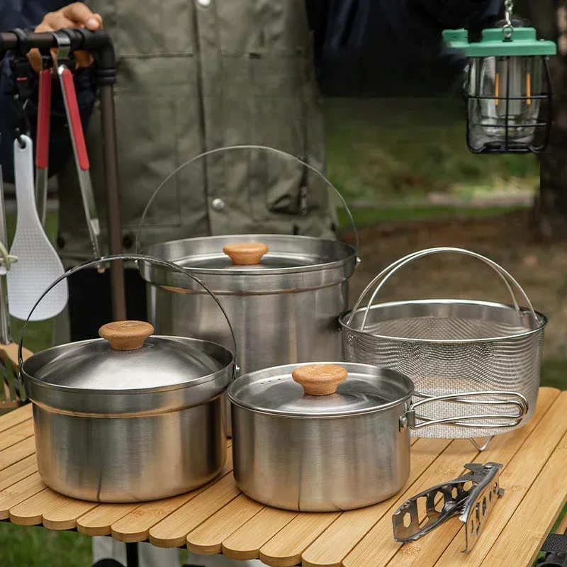 Steel Cookware Outdoor Camping Stainless Set Self-Driving Car Portable Picnic Soup Pot Frying and Steaming Home Cookware Set
Steel Cookware Outdoor Camping Stainless Set Self-Driving Car Portable Picnic Soup Pot Frying and Steaming Home Cookware Set