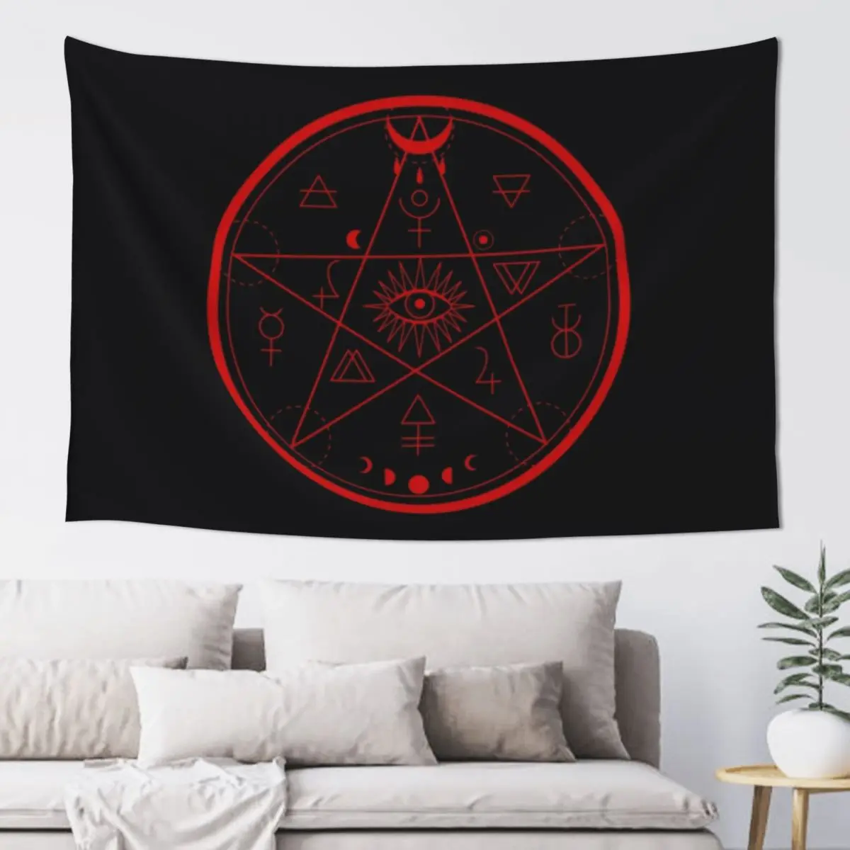 Halloween pentagram, mystic and fantasy symbol illustration. Esoteric, occult and gothic abstract aesthetic Tapestry
Halloween pentagram, mystic and fantasy symbol illustration. Esoteric, occult and gothic abstract aesthetic Tapestry