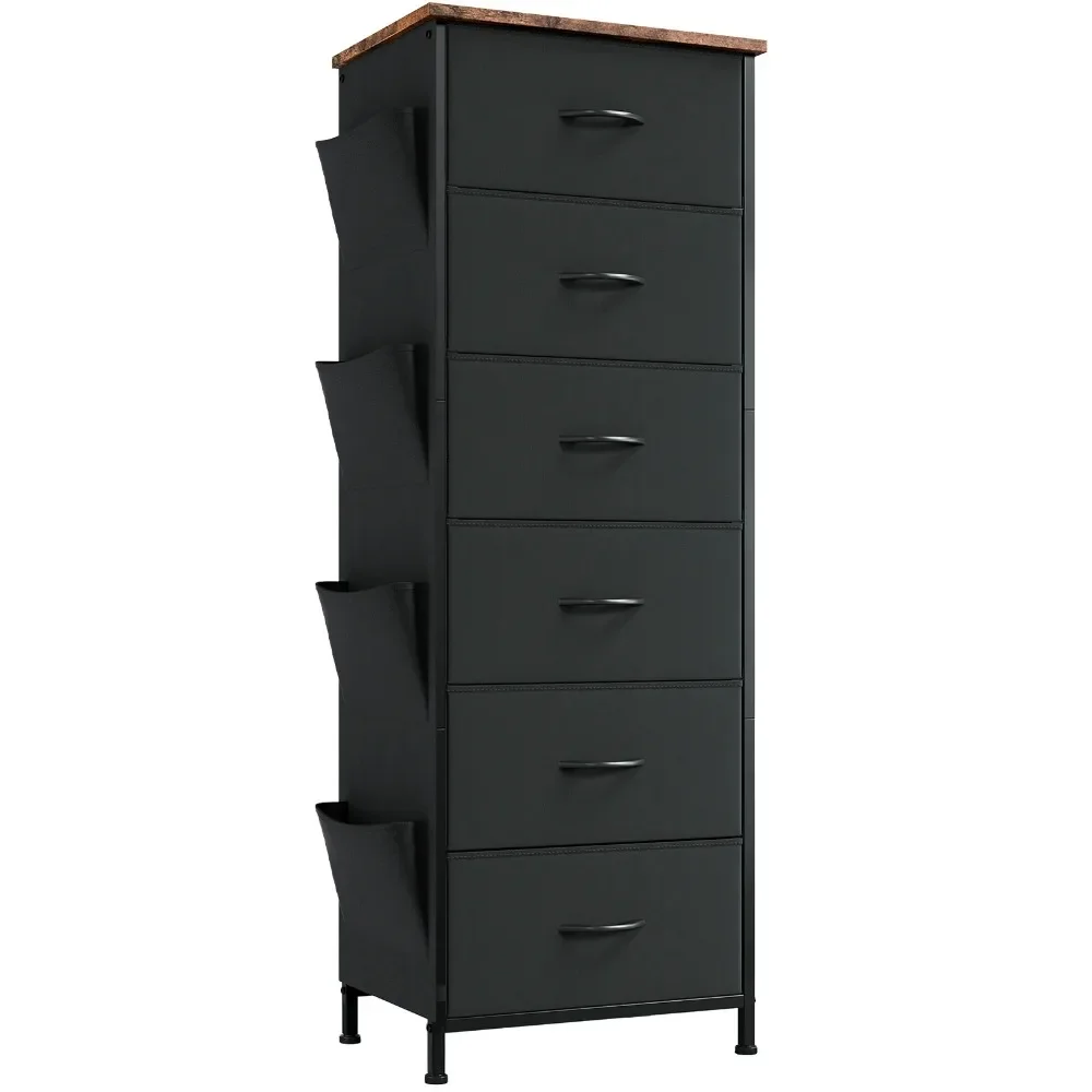 6 Tall Dresser for Bedroom, Fabric Bins Chest of Drawers with Side Pockets, Black Rustic Brown
6 Tall Dresser for Bedroom, Fabric Bins Chest of Drawers with Side Pockets, Black Rustic Brown