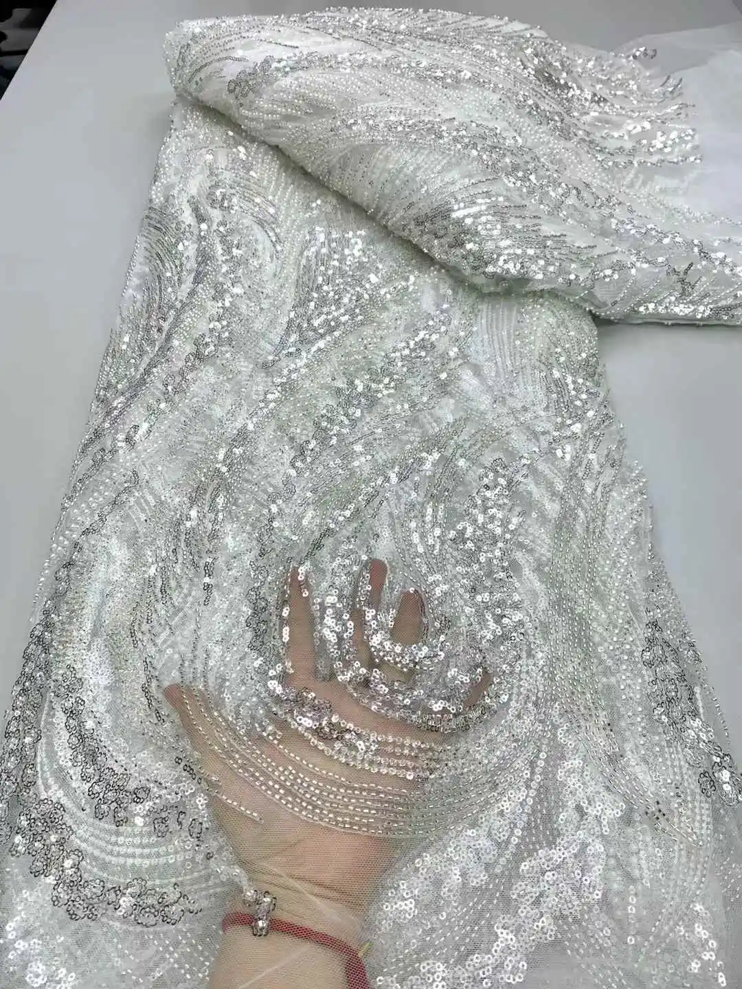 Latest African Tulle Lace Fabric Heavy Beaded 2025 High Quality Nigerian Sequins Laces French Tulle Fabric For Party Dresses Sew
Latest African Tulle Lace Fabric Heavy Beaded 2025 High Quality Nigerian Sequins Laces French Tulle Fabric For Party Dresses Sew