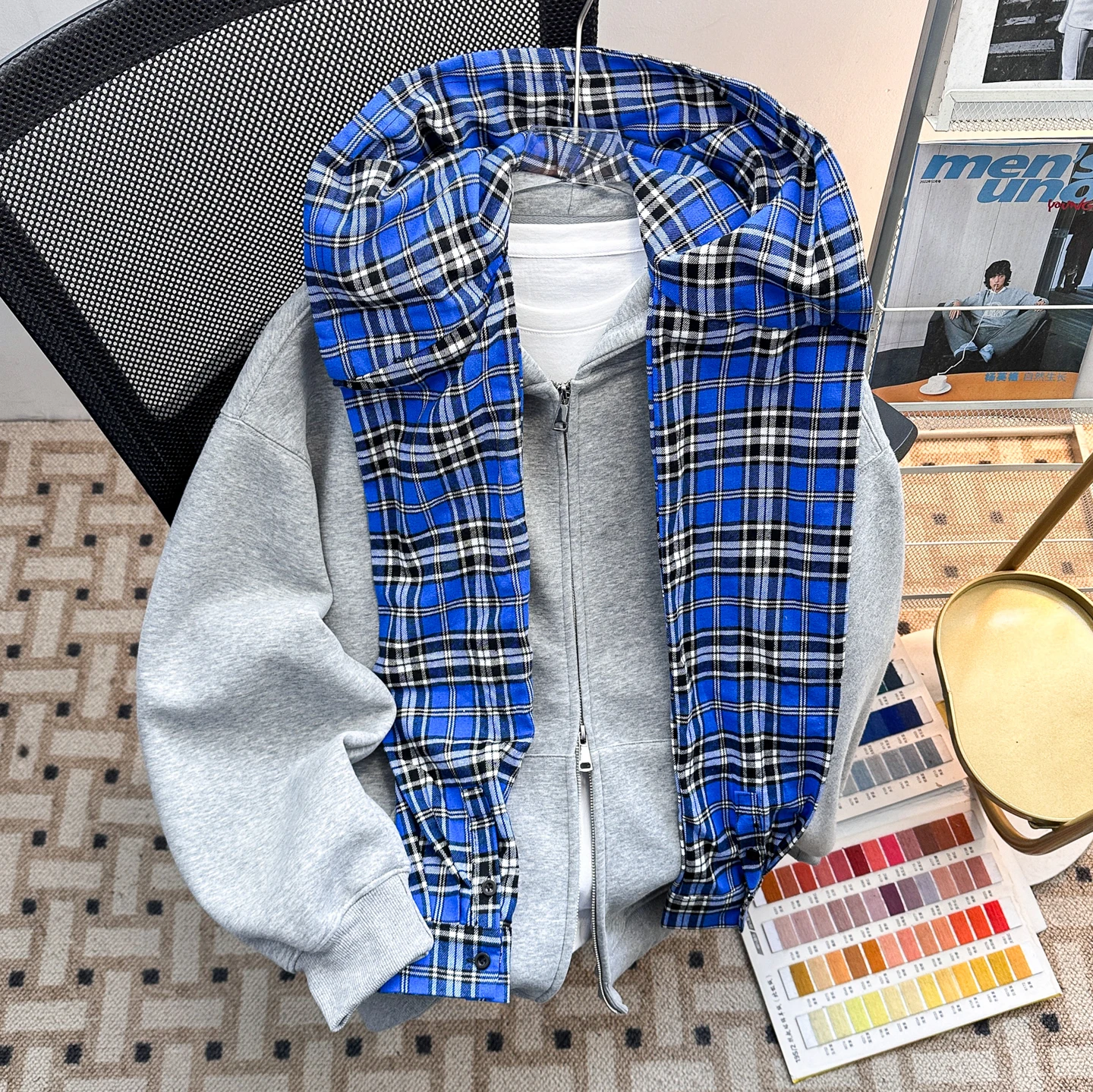 Men's Double Layer Hoodie Blue Plaid Oversize Casual Sle Outerwear Spring Autumn Season ex Long Sve Zipper Closure
Men's Double Layer Hoodie Blue Plaid Oversize Casual Sle Outerwear Spring Autumn Season ex Long Sve Zipper Closure