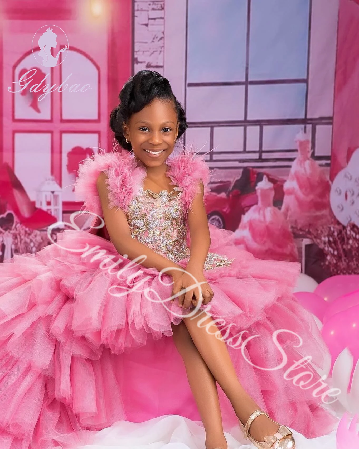 Customized Pink Flower Girl Dress For Wedding Tulle Layered Beaded Lace Feather Kids Birthday First Communion Ball Gown
Customized Pink Flower Girl Dress For Wedding Tulle Layered Beaded Lace Feather Kids Birthday First Communion Ball Gown