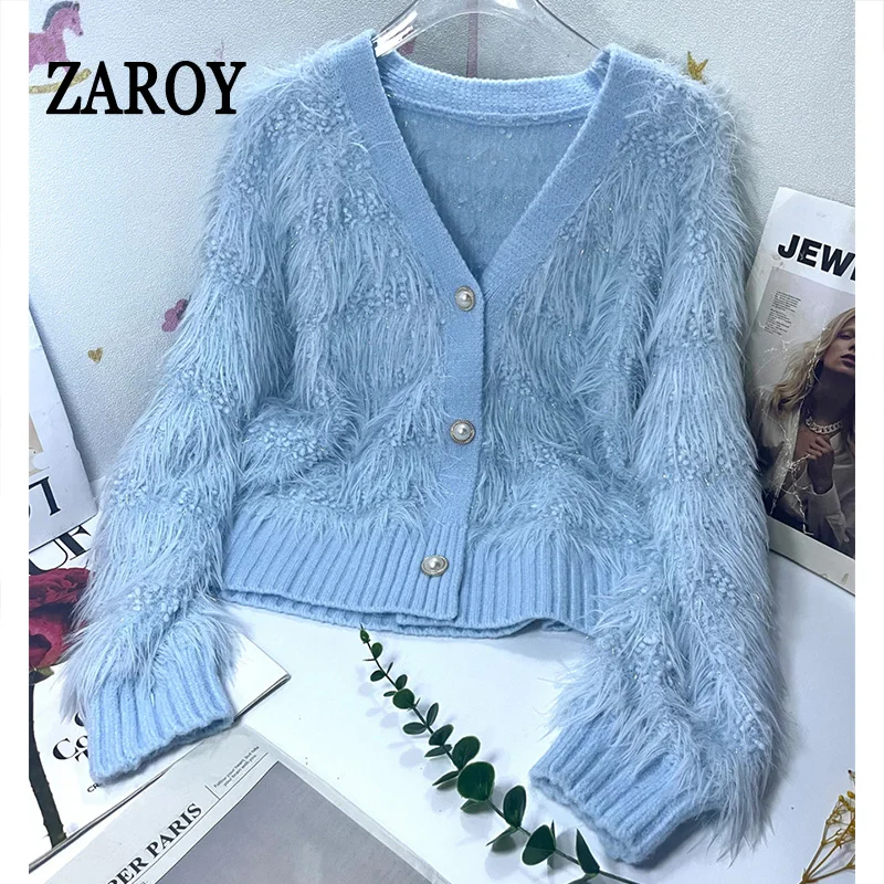 ZAROY Luxury Imitation Mink Warm Winter Knit Cardigan Women Solid Faux Fur Sweater Jackets Tops Short knitwear кардиган
ZAROY Luxury Imitation Mink Warm Winter Knit Cardigan Women Solid Faux Fur Sweater Jackets Tops Short knitwear кардиган