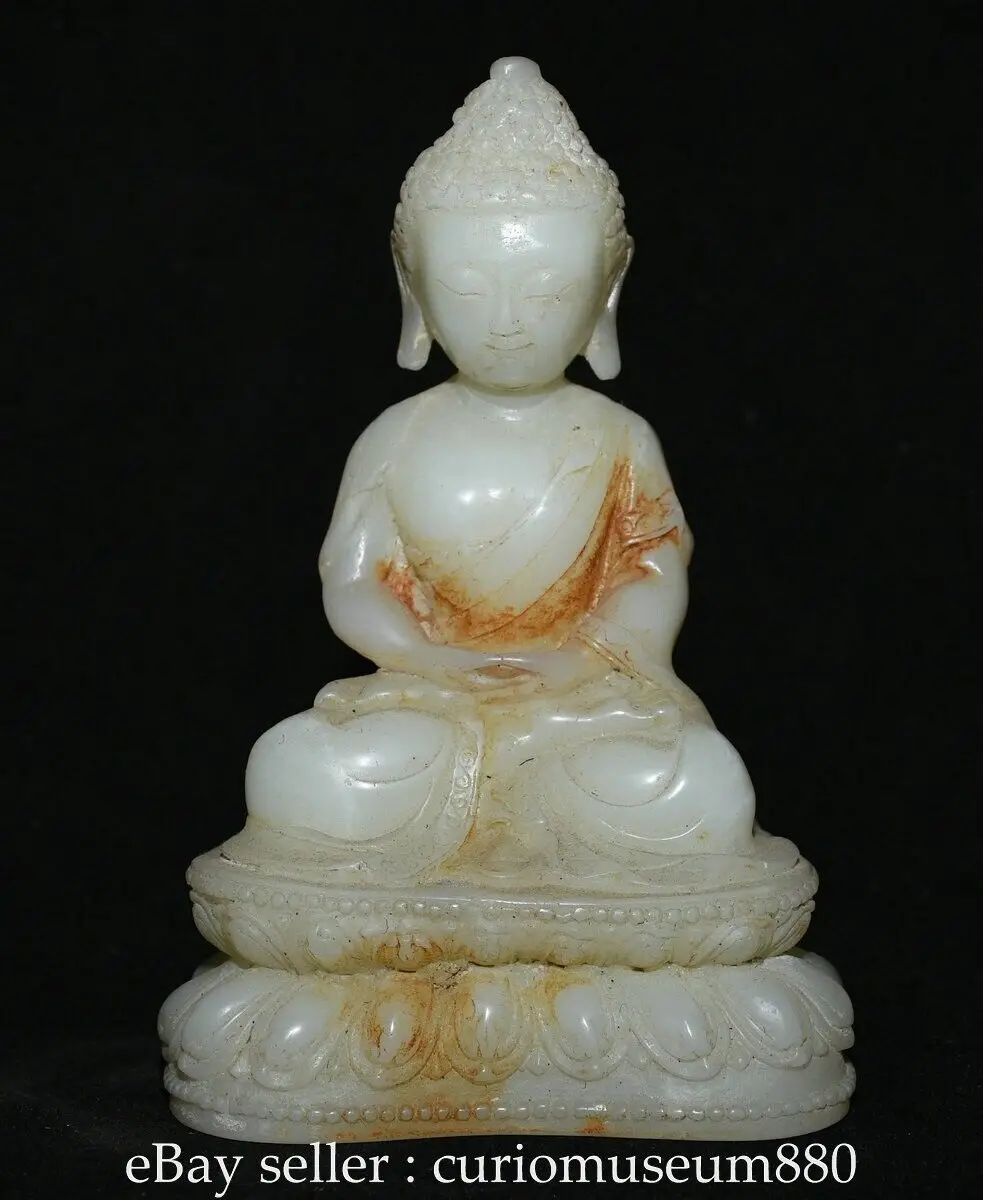 6.4 inch Chinese Old-fashioned White Jade Sculpture Sitting Sakyamuni Amitabha Buddha Statue Sculpture gilded Brass
6.4 inch Chinese Old-fashioned White Jade Sculpture Sitting Sakyamuni Amitabha Buddha Statue Sculpture gilded Brass