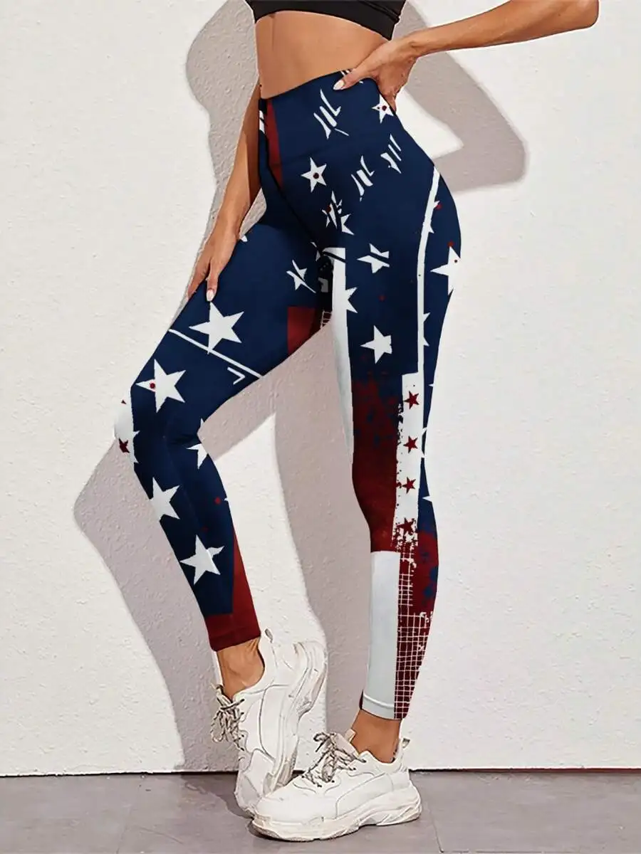 High-Waisted Yoga Leggings, Buttock Lift Design, American Flag Print, Women's Workout Wear, Fitness And Gym Use
High-Waisted Yoga Leggings, Buttock Lift Design, American Flag Print, Women's Workout Wear, Fitness And Gym Use