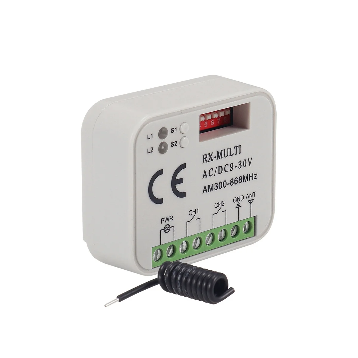 Receiver Controller Remote Control Switch Receiver 300-868MHz Receiver Universal AC/DC 9-30V
Receiver Controller Remote Control Switch Receiver 300-868MHz Receiver Universal AC/DC 9-30V
