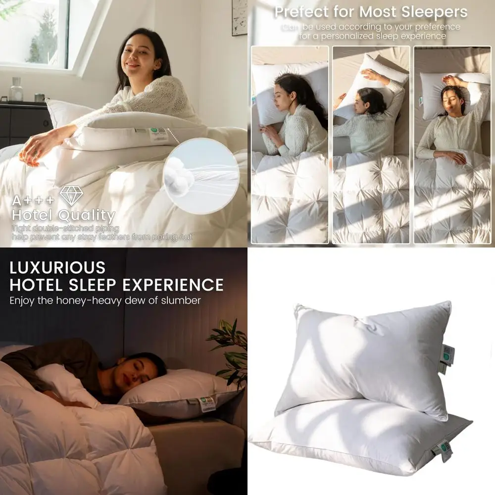 Queen Size Down Pillows Set of 2, 100% Cotton Cover, Hotel-Quality Sleep Pillows, 20x28 2-Pack
Queen Size Down Pillows Set of 2, 100% Cotton Cover, Hotel-Quality Sleep Pillows, 20x28 2-Pack