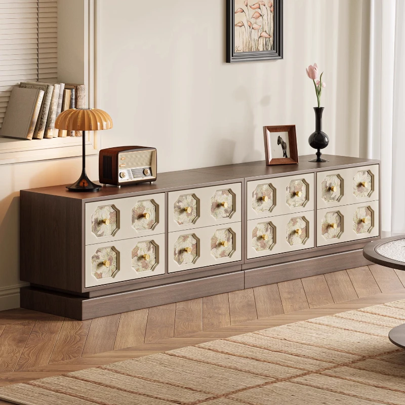 Medieval retro pattern TV cabinet household living room TV locker solid wood against the wall
Medieval retro pattern TV cabinet household living room TV locker solid wood against the wall