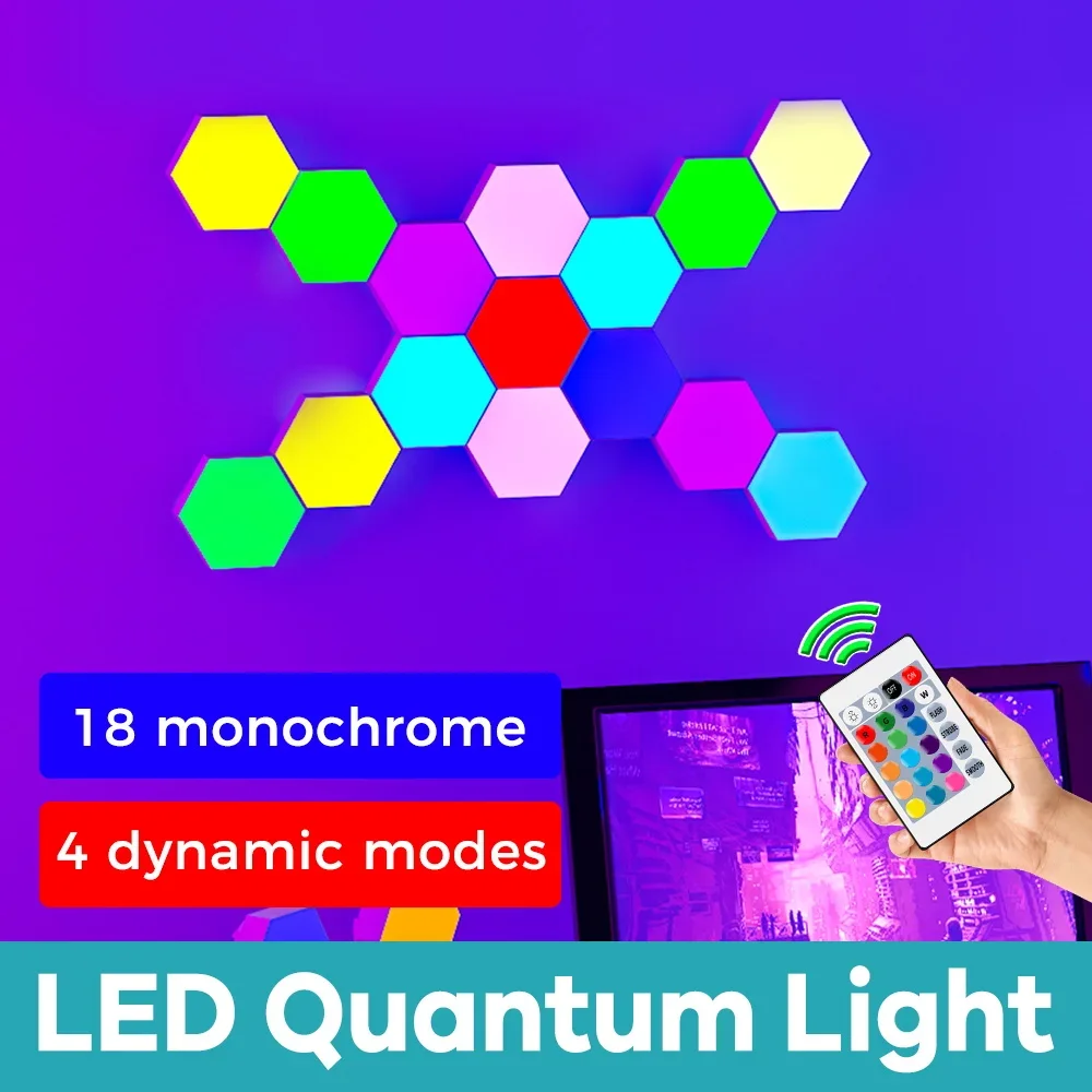 LED Quantum Light USB 5V RGB Cellular Hexagonal Lights Background Wall Atmosphere Lamp 18-Color Touch Sensing with Remote 4Modes
LED Quantum Light USB 5V RGB Cellular Hexagonal Lights Background Wall Atmosphere Lamp 18-Color Touch Sensing with Remote 4Modes