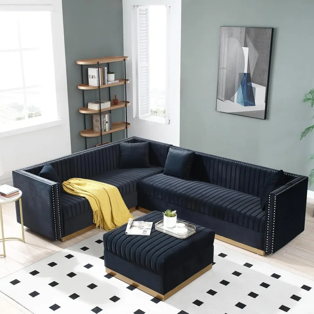2 Piece Sectional Couches Oversized Velvet Sofa Couch for Living Room Furniture Set, Modern Tufted L Shaped Corner Sofa Set
2 Piece Sectional Couches Oversized Velvet Sofa Couch for Living Room Furniture Set, Modern Tufted L Shaped Corner Sofa Set