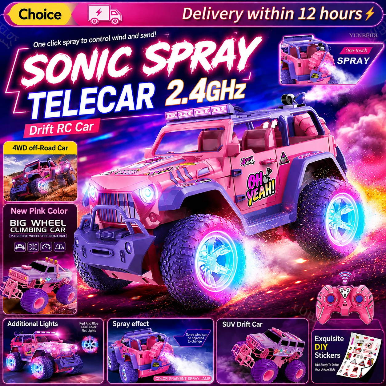 1:16 Pink Remote Control Car 2.4G_Hz Spray Music Light DIY Sticker Racing Car 1:18 Climbing Off-road Toy Car Kids Festival Gifts
1:16 Pink Remote Control Car 2.4G_Hz Spray Music Light DIY Sticker Racing Car 1:18 Climbing Off-road Toy Car Kids Festival Gifts