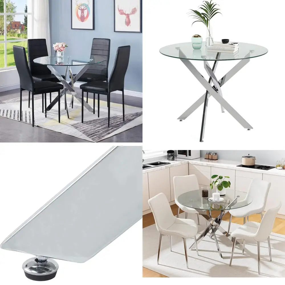 Modern Tempered Glass Dining Table with Chrome Legs, 31.5 for Small Kitchen or Dining Area (White/Silver)
Modern Tempered Glass Dining Table with Chrome Legs, 31.5 for Small Kitchen or Dining Area (White/Silver)