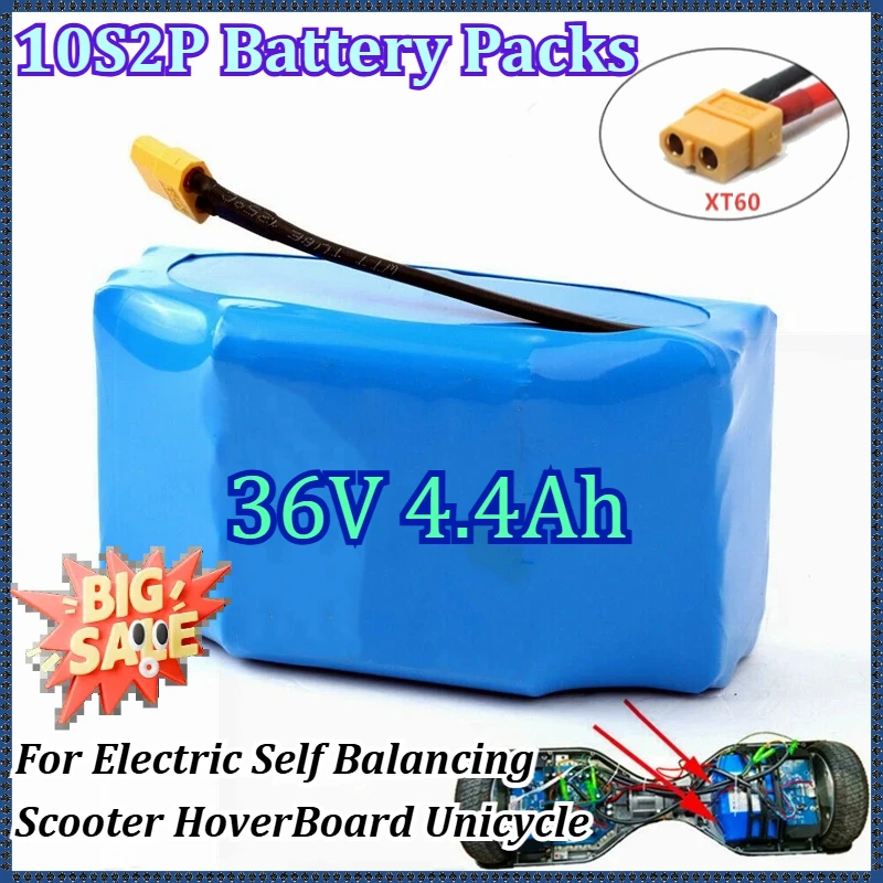 Upgraded 36V 4.4Ah 10s2p Battery Packs Rechargeable Lithium Ion Battery for Electric Self Balancing Scooter HoverBoard Unicycle
Upgraded 36V 4.4Ah 10s2p Battery Packs Rechargeable Lithium Ion Battery for Electric Self Balancing Scooter HoverBoard Unicycle