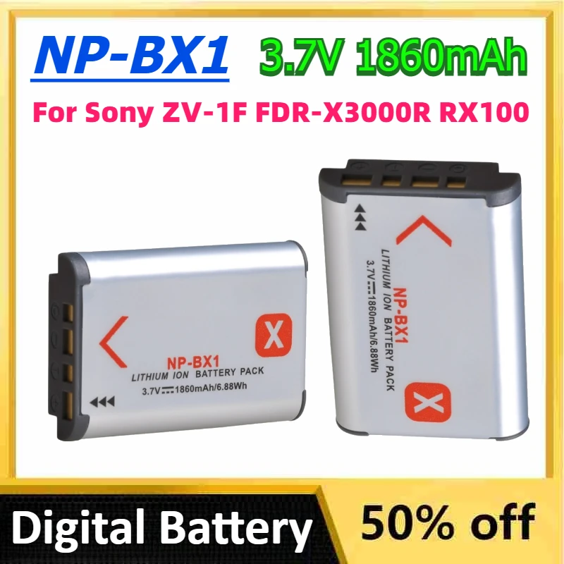 NP-BX1 Lithium ion Digital Battery 3.7V 1860mAh For Sony ZV-1F FDR-X3000R RX100 M6 M7 AS100V AS300 HX400 HX60 AS50 WX350 AS300V
NP-BX1 Lithium ion Digital Battery 3.7V 1860mAh For Sony ZV-1F FDR-X3000R RX100 M6 M7 AS100V AS300 HX400 HX60 AS50 WX350 AS300V