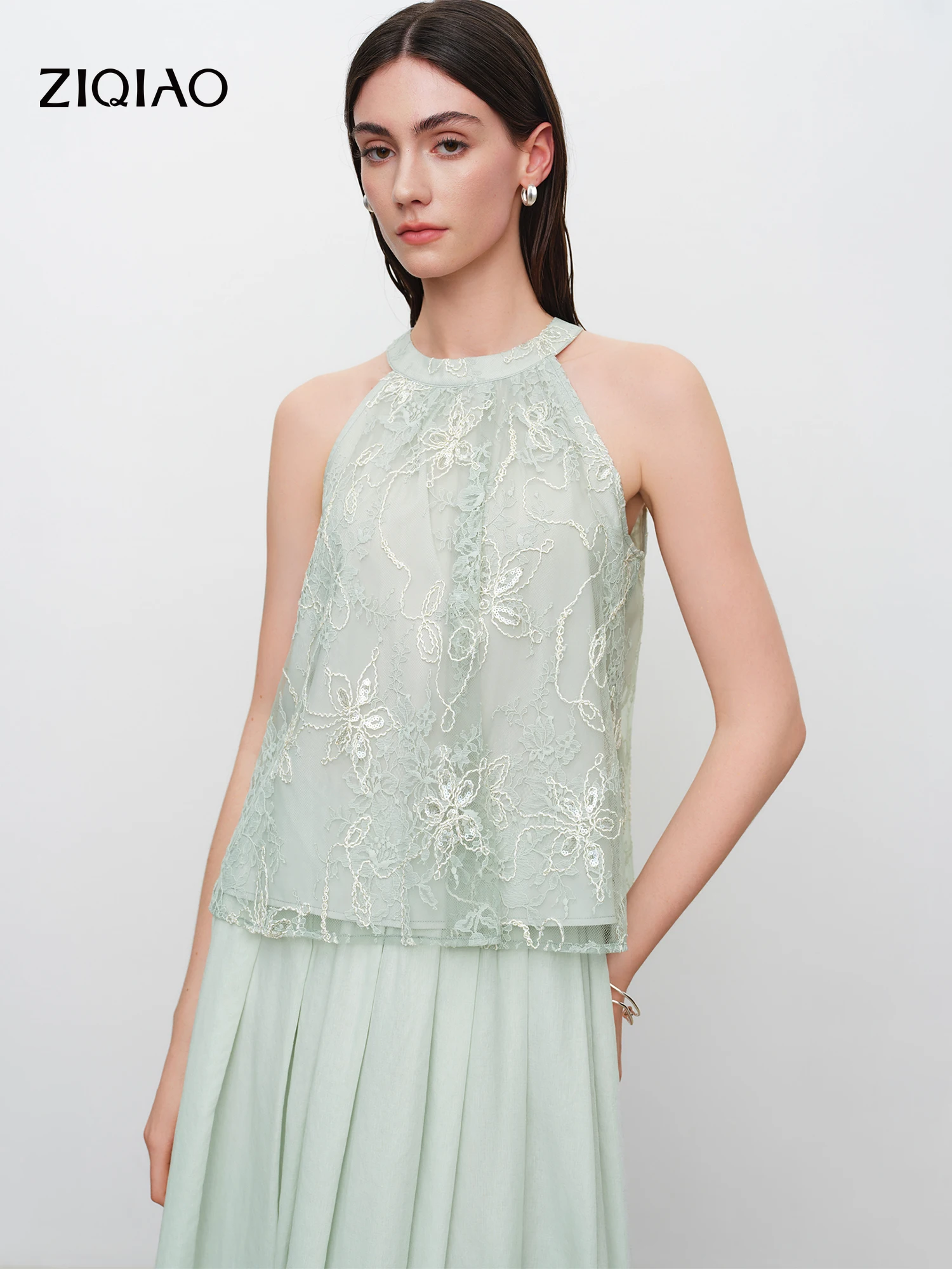 ZIQIAO 2026 New Summer Women's Halter Neck Blouse, French Style Lace & Floral Sequin Embroidered Top for Coquette Romantic Style
ZIQIAO 2026 New Summer Women's Halter Neck Blouse, French Style Lace & Floral Sequin Embroidered Top for Coquette Romantic Style