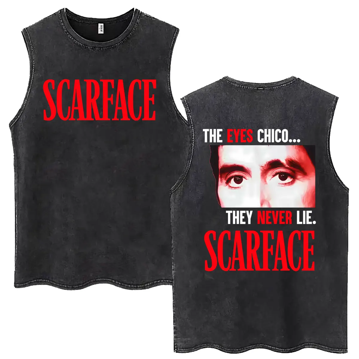 Classic Gangsters Movie Scarface Vintage Washed Tank Tops Tony Montana Al Pacino Sleeveless T-shirts Men Loose Oversized T Shirt
Classic Gangsters Movie Scarface Vintage Washed Tank Tops Tony Montana Al Pacino Sleeveless T-shirts Men Loose Oversized T Shirt