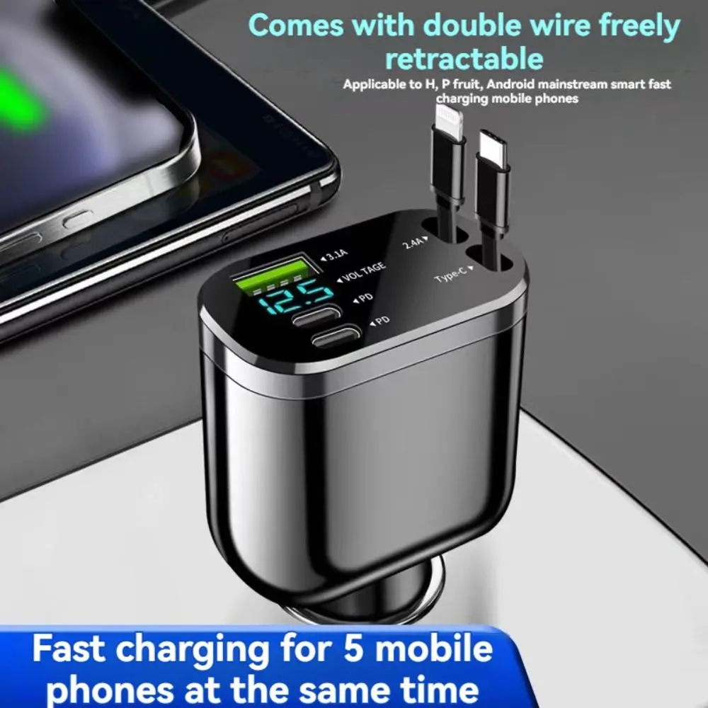 5 In 1 USB Car Phone Charger Adapter Dual PD Port Super Fast Charge 12V-24V DC Input Digital Display Car Accessories
5 In 1 USB Car Phone Charger Adapter Dual PD Port Super Fast Charge 12V-24V DC Input Digital Display Car Accessories
