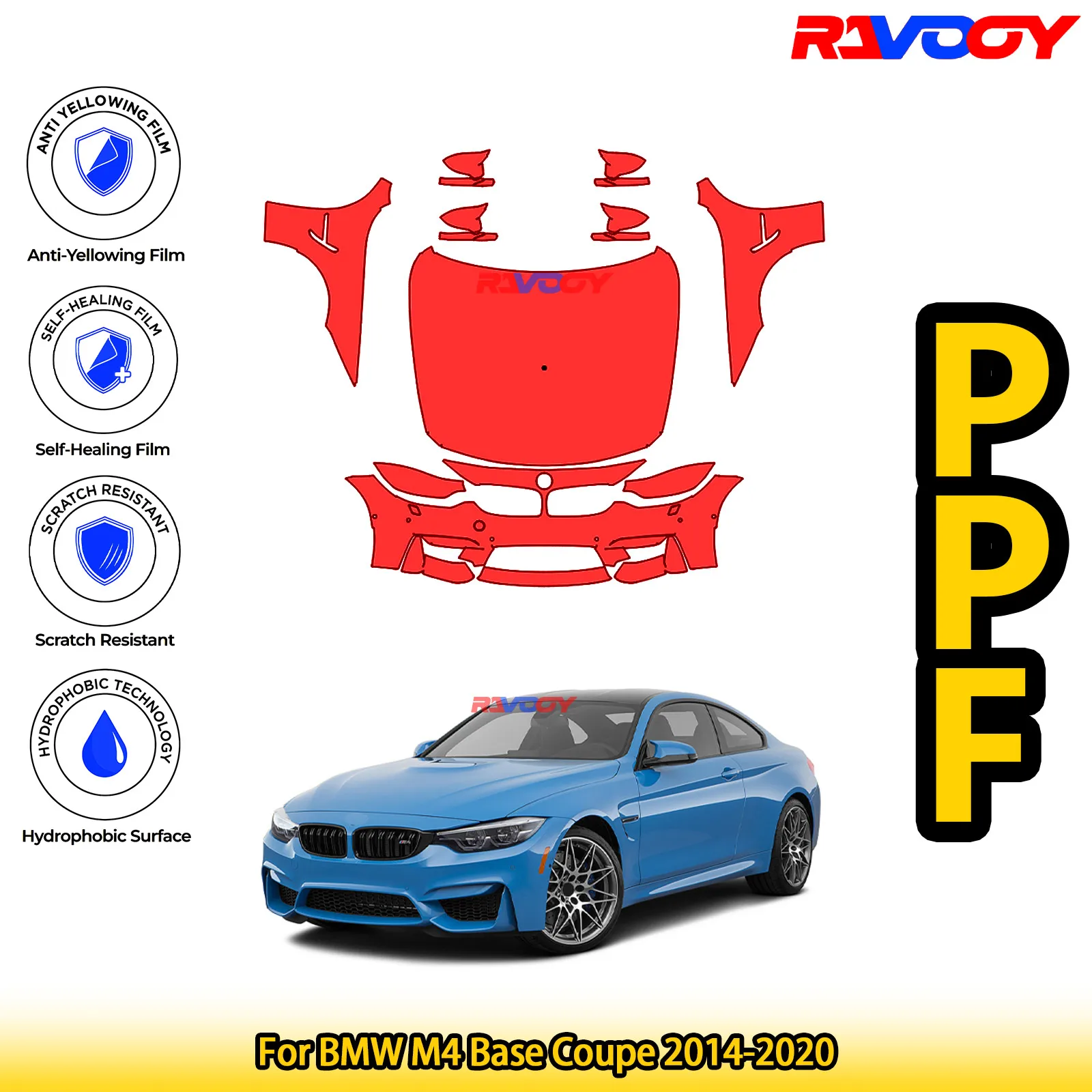 Для BMW M4 Base Coupe 2014-2020 глянцевая матовая черная предварительно вырезанная передняя защитная пленка PPF Kit
Для BMW M4 Base Coupe 2014-2020 глянцевая матовая черная предварительно вырезанная передняя защитная пленка PPF Kit