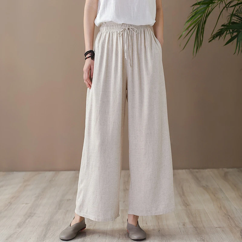 Women Cotton Linen Wide Leg Pants New Arrival 2025 Spring Vintage Style Solid Color Loose Female Ankle-length Casual Pants T580
Women Cotton Linen Wide Leg Pants New Arrival 2025 Spring Vintage Style Solid Color Loose Female Ankle-length Casual Pants T580