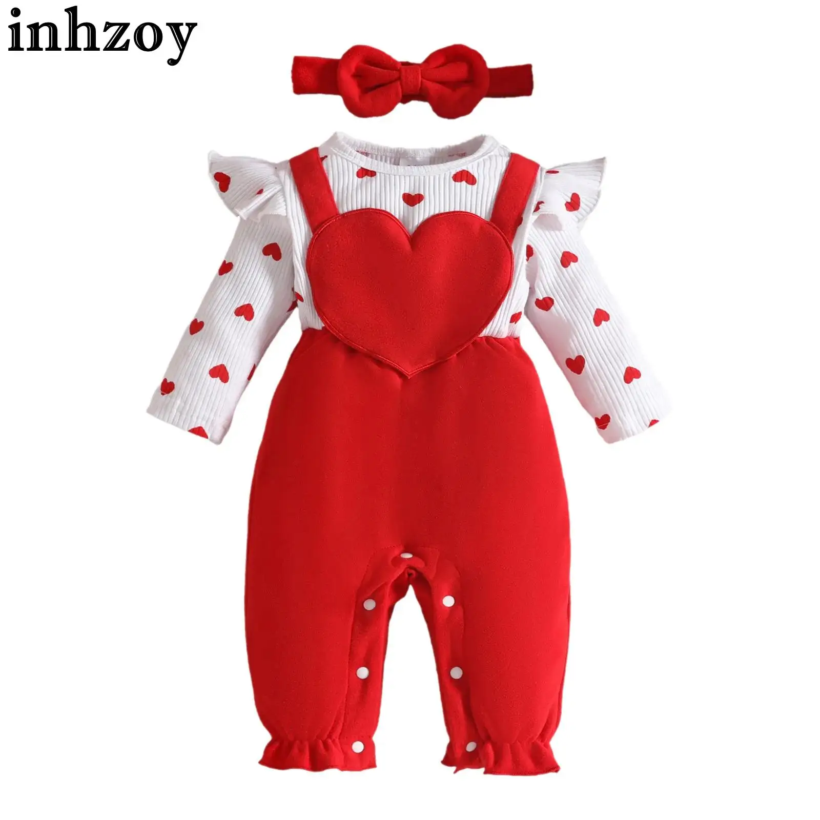 Infant Girls Valentines Day Romper Ruffle Long Sleeve Heart Printed Overalls with Headband Birthday Party Photography Costume
Infant Girls Valentines Day Romper Ruffle Long Sleeve Heart Printed Overalls with Headband Birthday Party Photography Costume