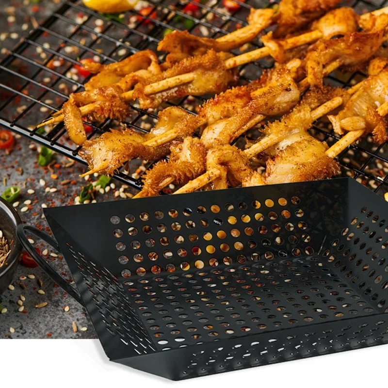 Carbon Steel Square Barbecue Grill Basket, Mats Grilling BBQ Basket with HandlesOutdoor Barbecue Tool Accessories E9195
Carbon Steel Square Barbecue Grill Basket, Mats Grilling BBQ Basket with HandlesOutdoor Barbecue Tool Accessories E9195