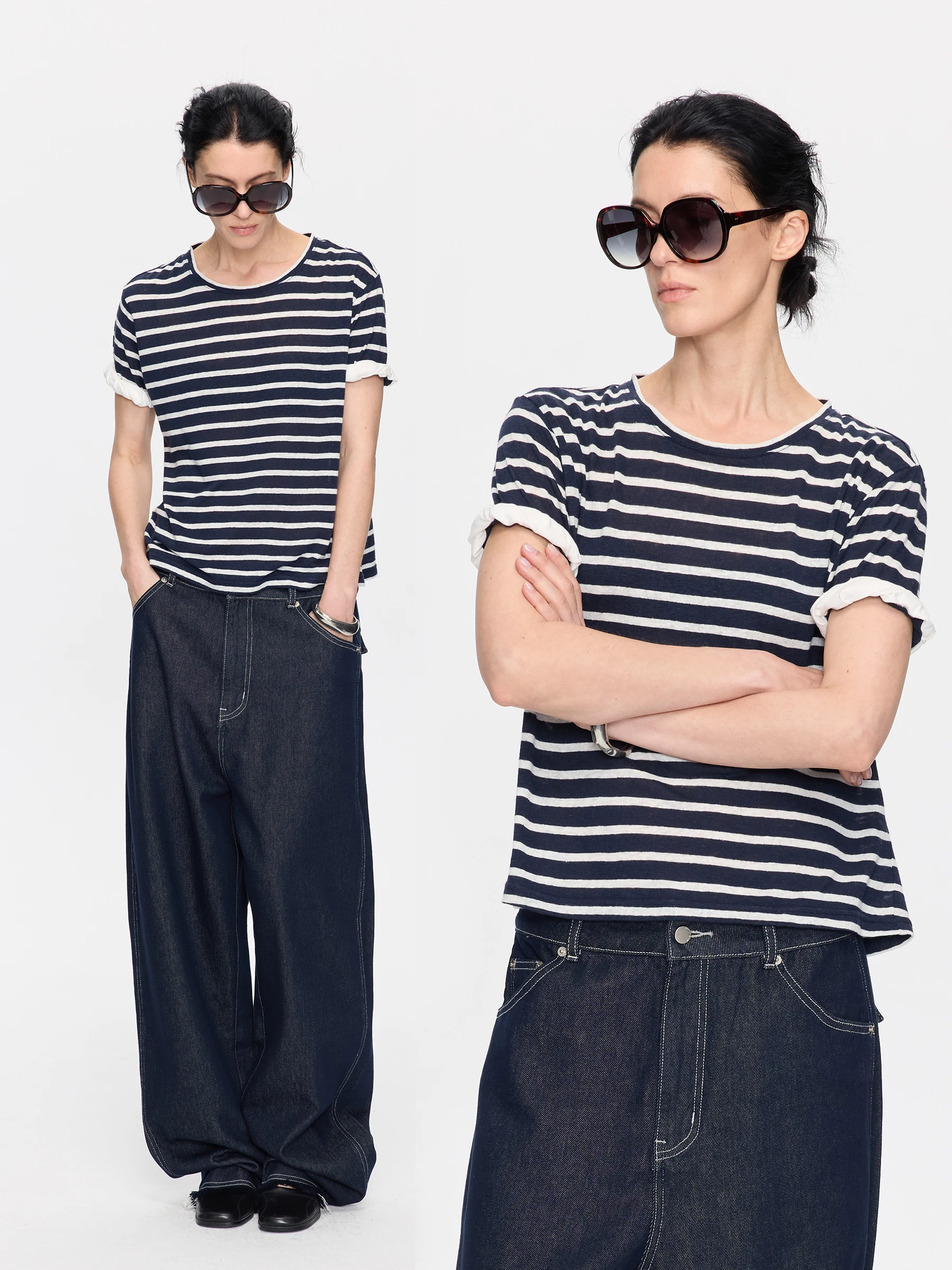 Lyuocheng Casual Linen T-Shirt Loose Fit Stripe Short Sleeve round Neck Basic Top for Men And Women
Lyuocheng Casual Linen T-Shirt Loose Fit Stripe Short Sleeve round Neck Basic Top for Men And Women