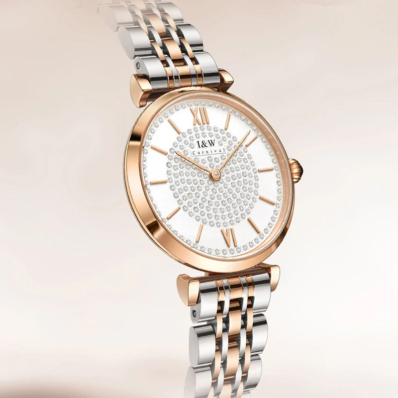Швейцарские женские часы I&W CARNIVAL класса люкс с японским кварцевым механизмом, ультратонкий корпус 8 мм, водонепроницаемые, с бриллиантами, полностью стальные, модель 547L
Швейцарские женские часы I&W CARNIVAL класса люкс с японским кварцевым механизмом, ультратонкий корпус 8 мм, водонепроницаемые, с бриллиантами, полностью стальные, модель 547L