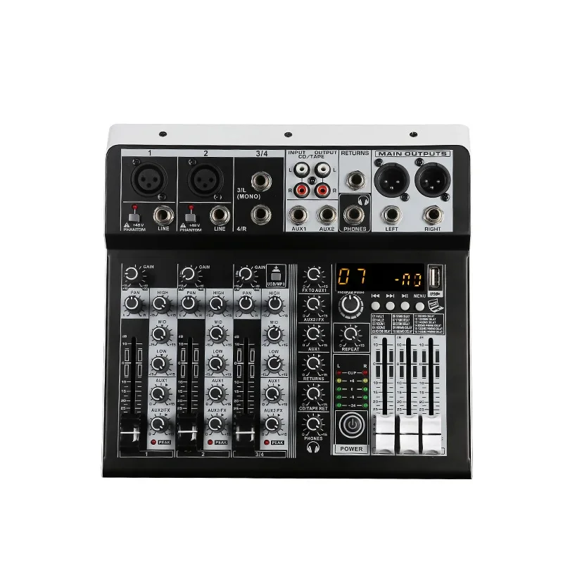 Audio Mixer Sound 2x Mono Stereo Input 4 Channel Digital Mixing Console for DJ Studio Stage Performance
Audio Mixer Sound 2x Mono Stereo Input 4 Channel Digital Mixing Console for DJ Studio Stage Performance