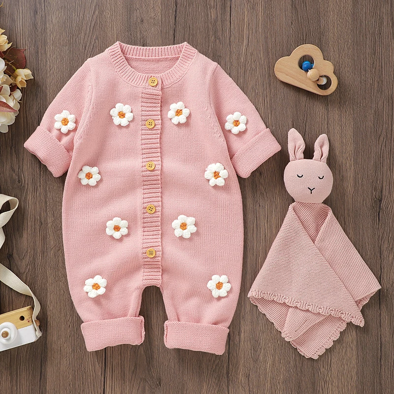 Newborn Baby Girl Chunky Knitted Jumpsuit Long Sleeve 3D Flower Open Front Button Romper Fall Winter Sweater
Newborn Baby Girl Chunky Knitted Jumpsuit Long Sleeve 3D Flower Open Front Button Romper Fall Winter Sweater