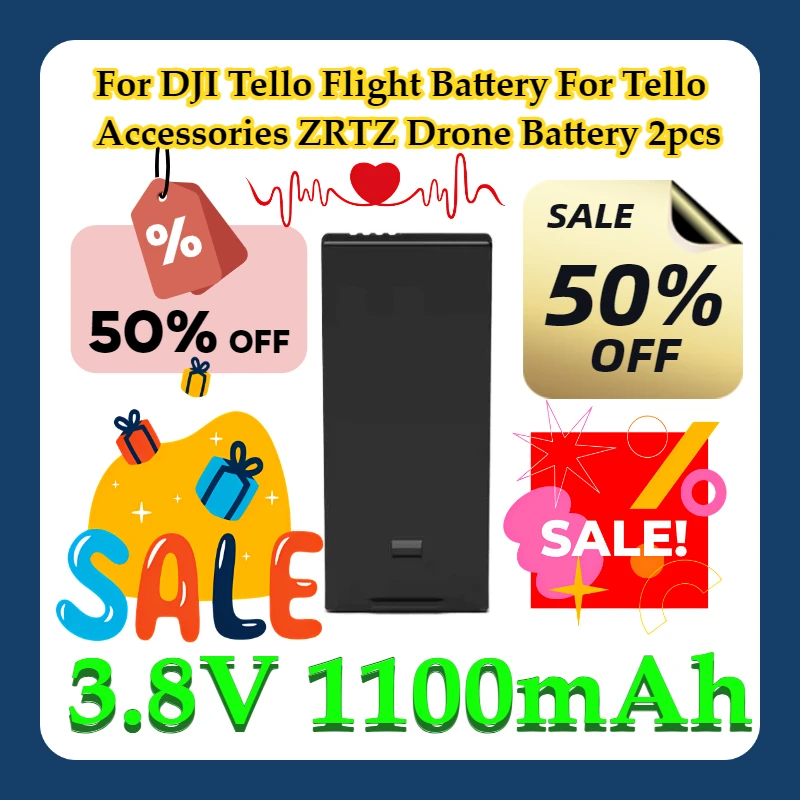 For DJI Tello Flight Battery For Tello Accessories ZRTZ 3.8V 1100mAh Drone Battery 2pcs
For DJI Tello Flight Battery For Tello Accessories ZRTZ 3.8V 1100mAh Drone Battery 2pcs