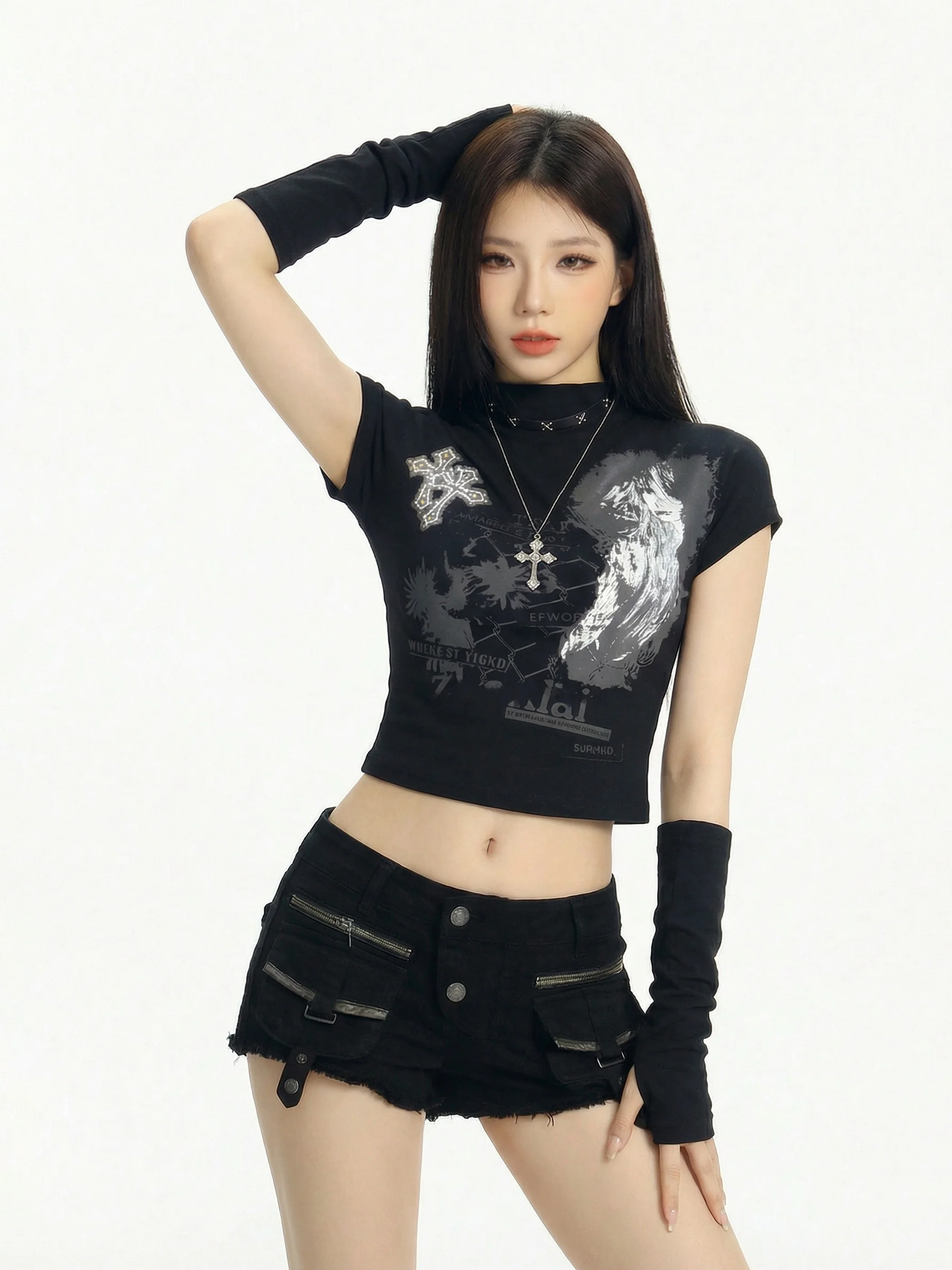 Captain Beer Sweet Cool Style Short Sleeve Half High Collar T-Shirt Women Summer Punk Hot Girl Short Slimming Top with Sleeve...
Captain Beer Sweet Cool Style Short Sleeve Half High Collar T-Shirt Women Summer Punk Hot Girl Short Slimming Top with Sleeve...
