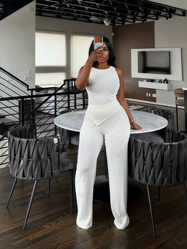 Wmstar Two Piece Sets Women Wholesale Casual Women's Unstructured Tank Top Dress Solid Colored Wide Leg Pants Set Drop Shopping
Wmstar Two Piece Sets Women Wholesale Casual Women's Unstructured Tank Top Dress Solid Colored Wide Leg Pants Set Drop Shopping