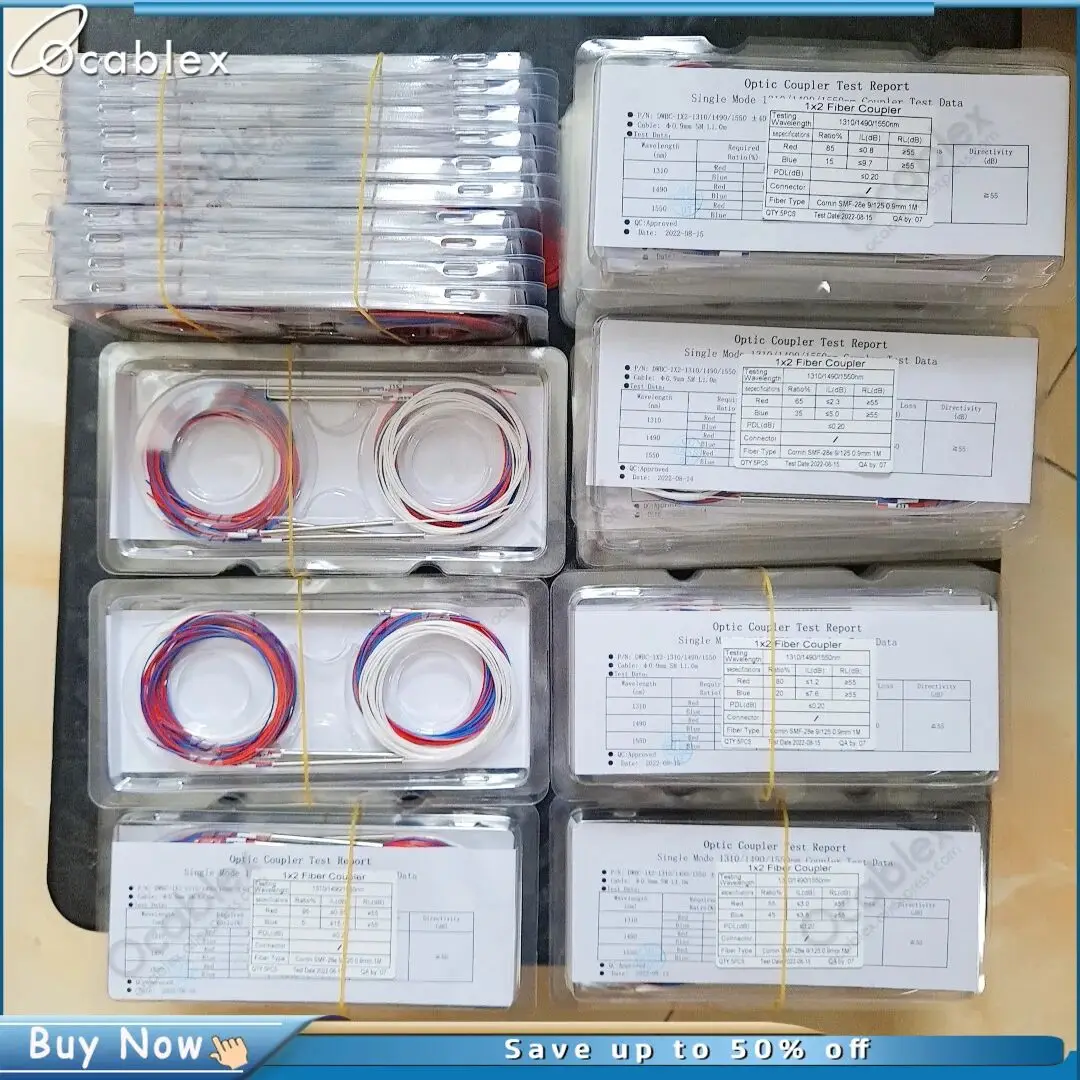 10 шт., FBT-сепараторы 10/90, 20/80, 30/70, 40/60, 50/50, разные типы, 1x2, 0,9 мм, без разъемов
10 шт., FBT-сепараторы 10/90, 20/80, 30/70, 40/60, 50/50, разные типы, 1x2, 0,9 мм, без разъемов