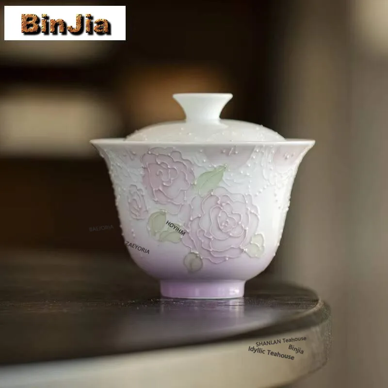 125ml Hand-painted Pearl Curtain Rose Gaiwan Japanese Tea Tureen Tea Bowl With Lid Kit Tea Brewing Cover Bowl Teaware Decoration
125ml Hand-painted Pearl Curtain Rose Gaiwan Japanese Tea Tureen Tea Bowl With Lid Kit Tea Brewing Cover Bowl Teaware Decoration